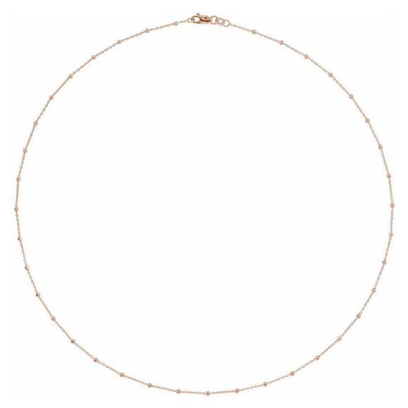1.7mm 14K Rose Gold Beaded Cable Chain Necklace, 24 Inch - Picture 2 of 5